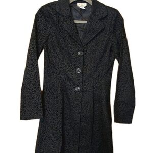 Vintage Portrait Brand Black Cheetah Print Lightweight Button Up Jacket Sz Small